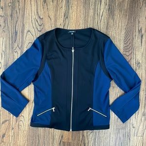 Blue and Black Blazer Zip Jacket